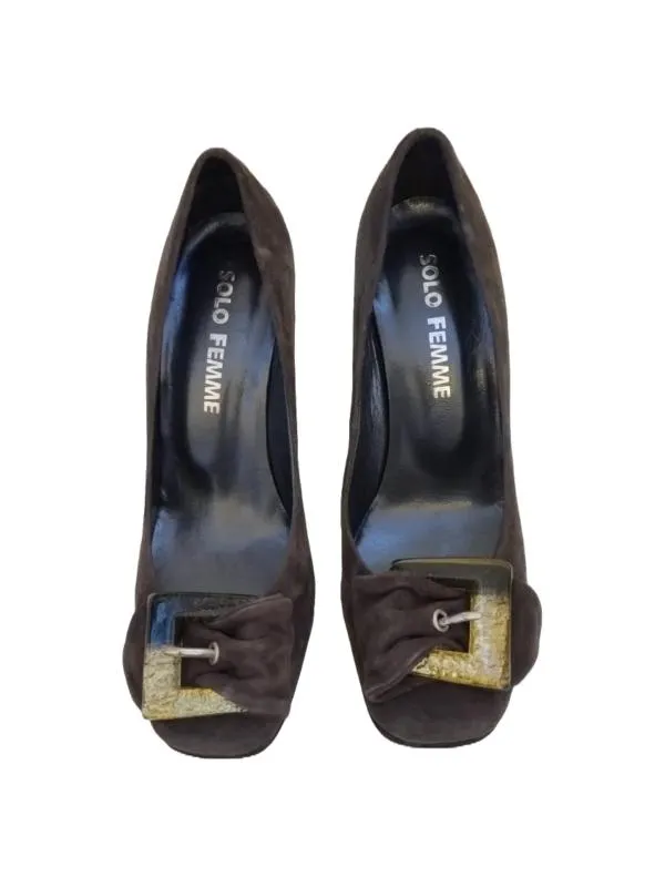 Pantofi cu toc înalt Solo Femme EU 36 | Khaki, Piele întoarsă  Suede