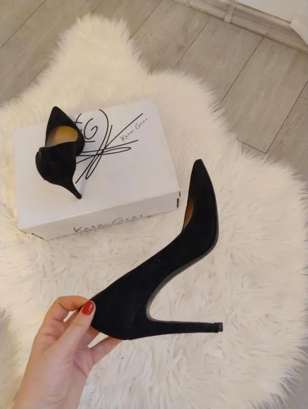 Pantofi cu toc înalt Las Lolas EU 37 | Negru, Piele întoarsă Suede - Image 3