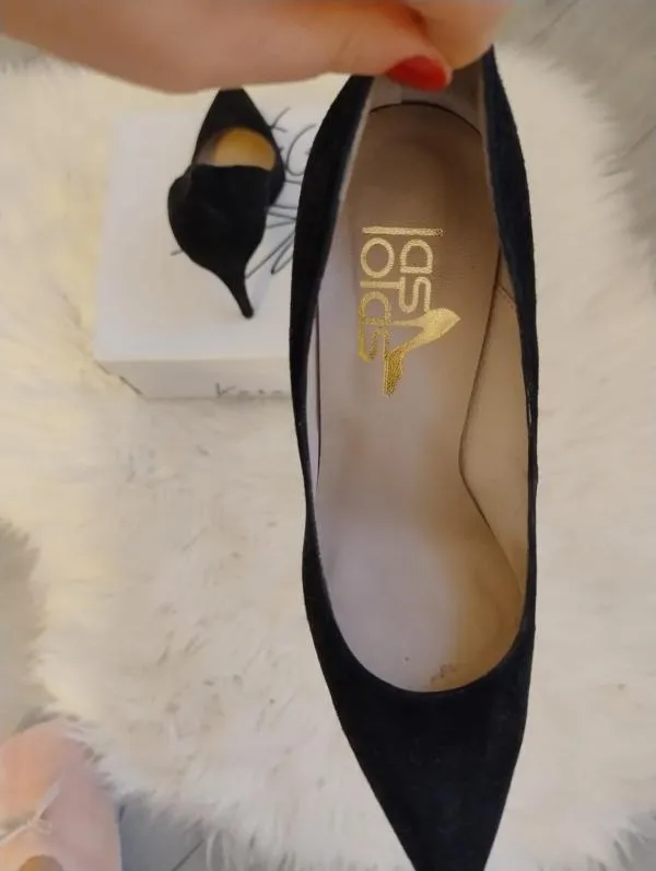 Pantofi cu toc înalt Las Lolas EU 37 | Negru, Piele întoarsă Suede - Image 4