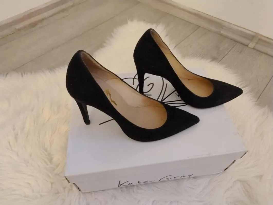 Pantofi cu toc înalt Las Lolas EU 37 | Negru, Piele întoarsă Suede - Image 8