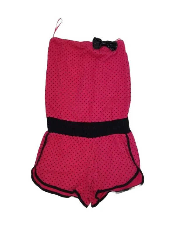 Salopetă Bershka EU 38 | Fuchsia, Scurtă, Cu umerii goi, Buline & Imprimeuri mici, Paiete, Bumbac