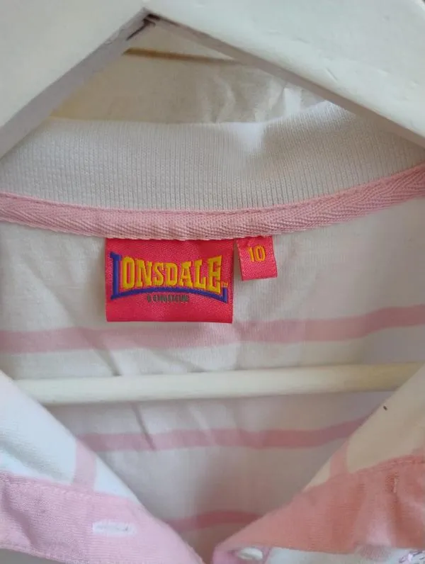 Tricou polo Lonsdale EU 38 | Roz, Normal, Mânecă scurtă, Dungi, Bumbac - Image 3