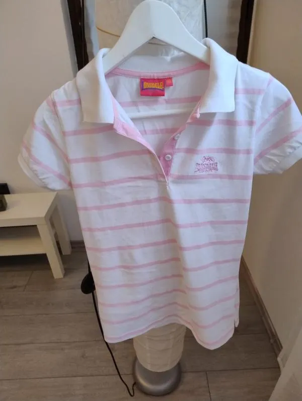 Tricou polo Lonsdale EU 38 | Roz, Normal, Mânecă scurtă, Dungi, Bumbac - Image 5