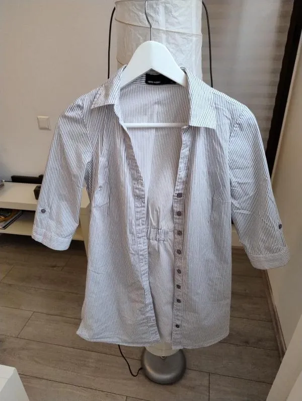 Cămașă Vero Moda EU 34 | Gri, Normal, Mânecă trei sferturi, Dungi, Bumbac - Image 2