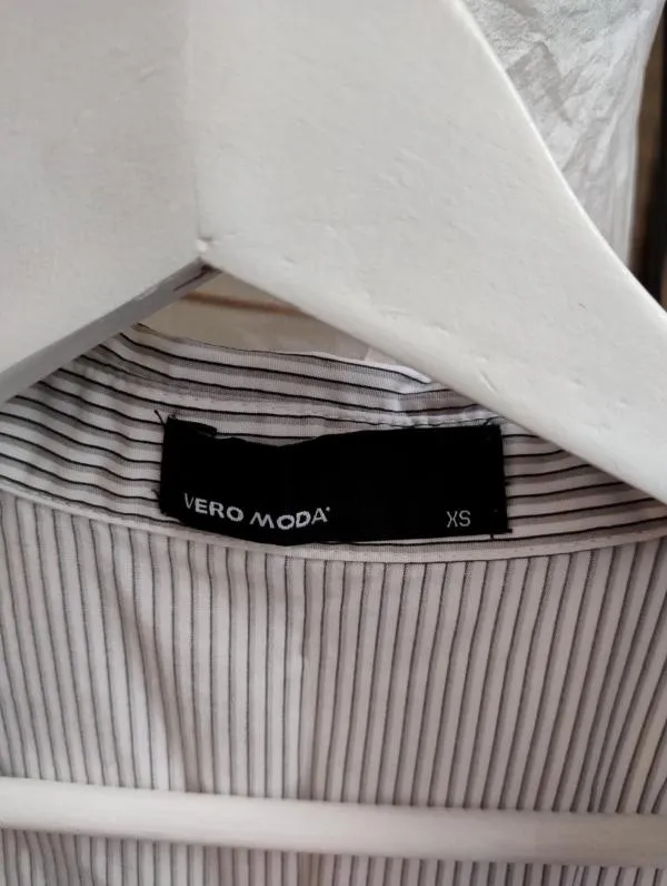 Cămașă Vero Moda EU 34 | Gri, Normal, Mânecă trei sferturi, Dungi, Bumbac - Image 4