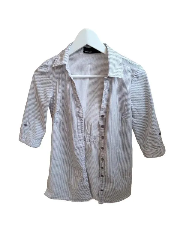 Cămașă Vero Moda EU 34 | Gri, Normal, Mânecă trei sferturi, Dungi, Bumbac