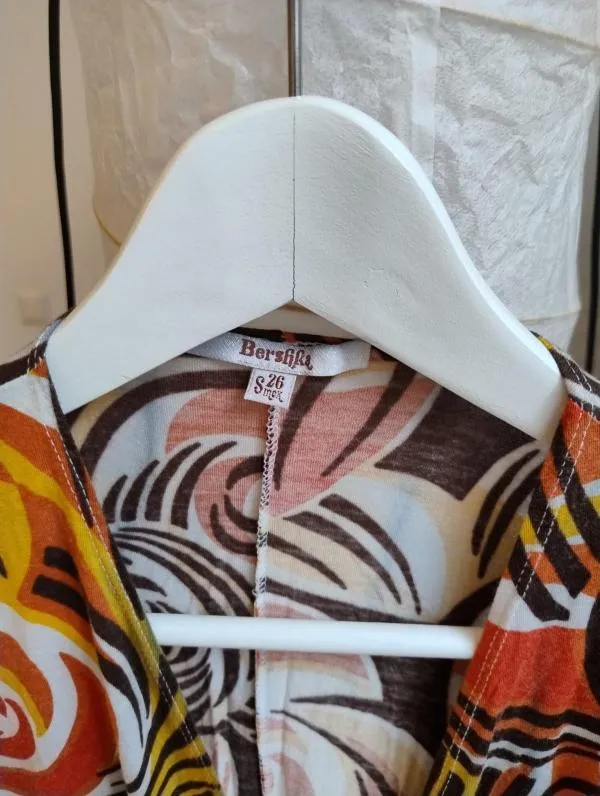 Rochie de vară Bershka EU 36 | Multicolor, Midi, Mânecă lungă, Abstract & Color Block, Bumbac - Image 4