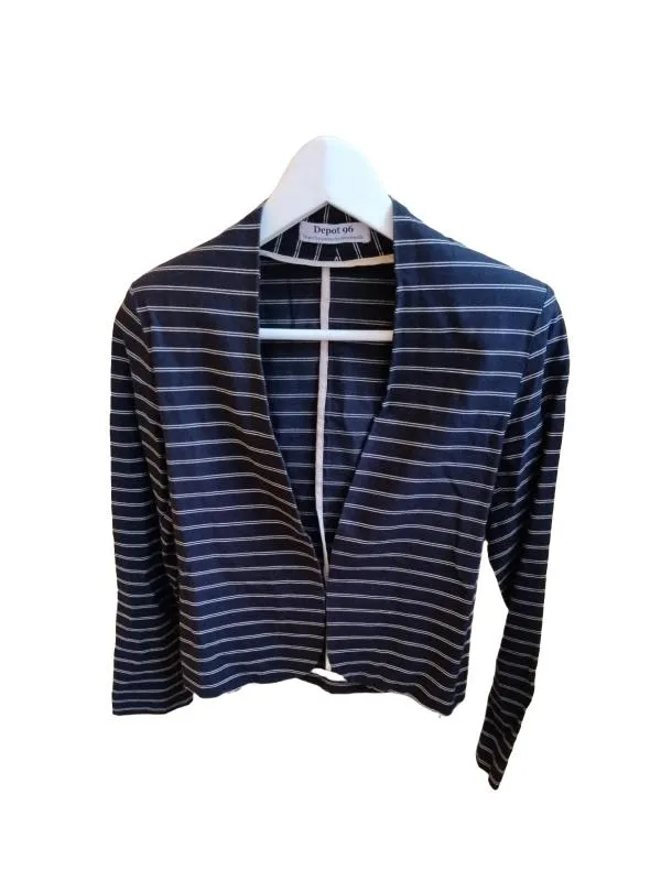 Sacou Depot 96 EU 36 | Negru, Normal, Mânecă lungă, Dungi, Bumbac
