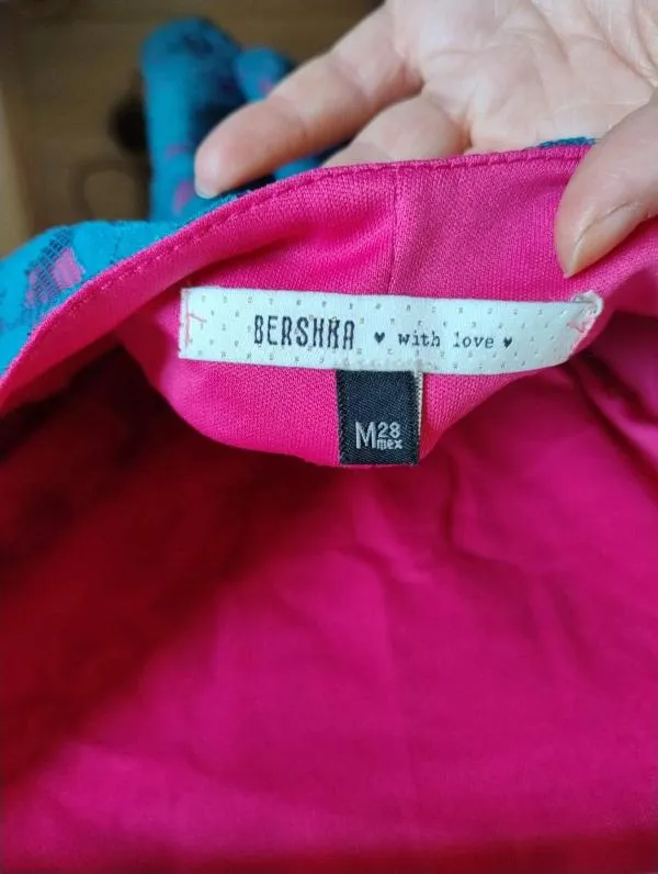 Top cu peplum Bershka EU 38 | Turcoaz, Normal, Mânecă scurtă, Peplum - Image 4