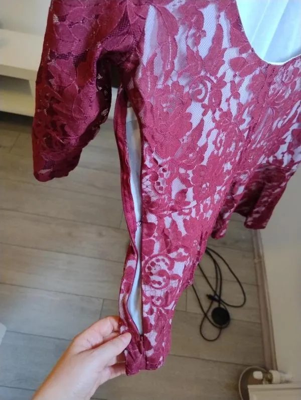 Top cu peplum New Look EU 38 | Burgundy, Normal, Mânecă scurtă, Peplum - Image 4