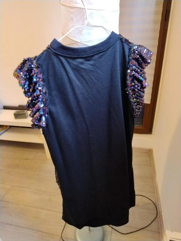 Rochie de seară Axel EU 38 | Indigo, Mini, Mânecă scurtă, Paiete, Bumbac - Image 3