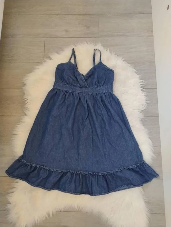 Rochie din denim Ech S-M | Bleumarin, Midi, Bretele subțiri, Denim - Image 5