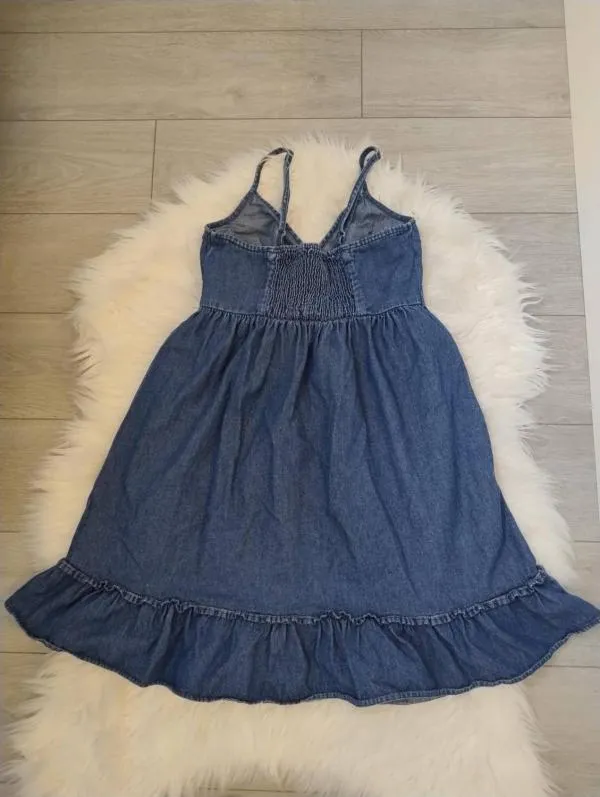 Rochie din denim Ech S-M | Bleumarin, Midi, Bretele subțiri, Denim - Image 2