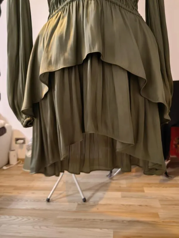 Rochie de seară Maje EU 38 | Khaki, Mini, Mânecă lungă, Satinat - Image 12