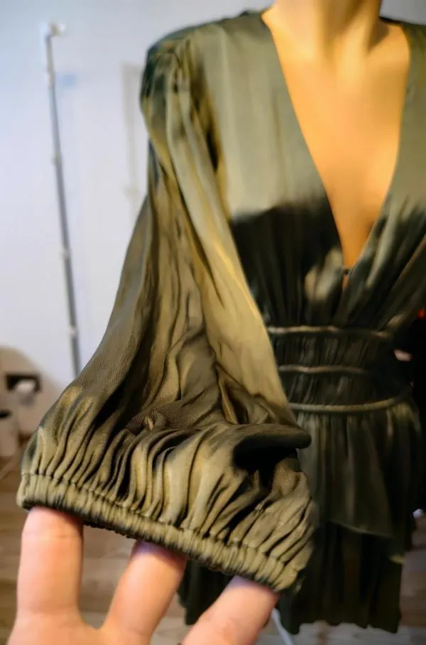 Rochie de seară Maje EU 38 | Khaki, Mini, Mânecă lungă, Satinat - Image 3