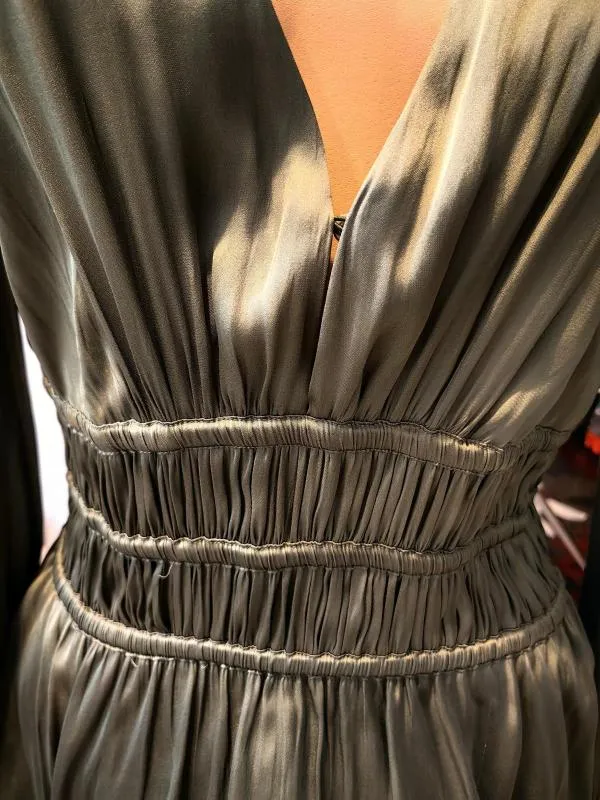 Rochie de seară Maje EU 38 | Khaki, Mini, Mânecă lungă, Satinat - Image 5