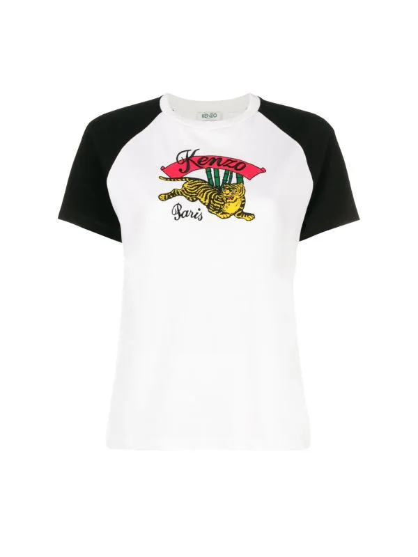 Tricou Kenzo Paris EU 38 | Alb, Normal, Mânecă scurtă, Logo, Broderie, Bumbac