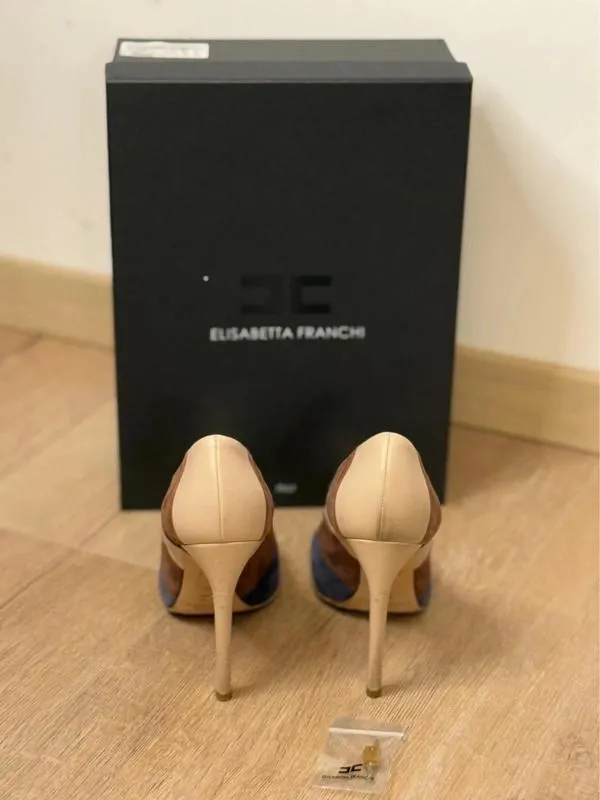 Pantofi cu toc înalt Elisabetta Franchi EU 36 | Bej, Abstract & Color Block, Piele naturală - Image 3