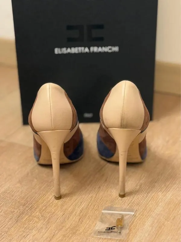 Pantofi cu toc înalt Elisabetta Franchi EU 36 | Bej, Abstract & Color Block, Piele naturală - Image 4