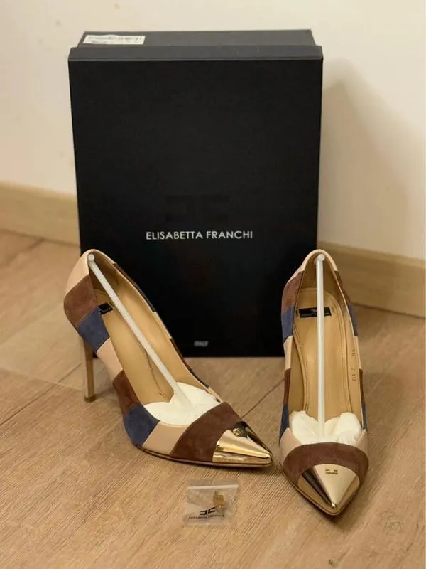 Pantofi cu toc înalt Elisabetta Franchi EU 36 | Bej, Abstract & Color Block, Piele naturală - Image 2