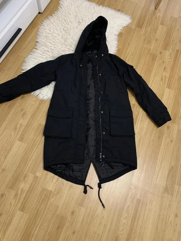 Geacă parka Bershka EU 32 | Negru, Cu glugă - Image 2