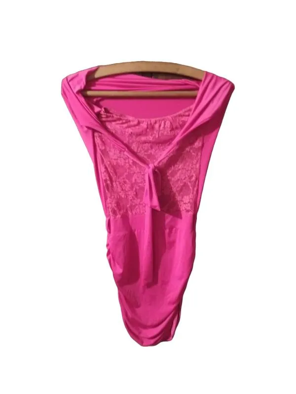 Rochie mulată Shein EU 38 | Fuchsia, Midi, Dantelă, Elastan
