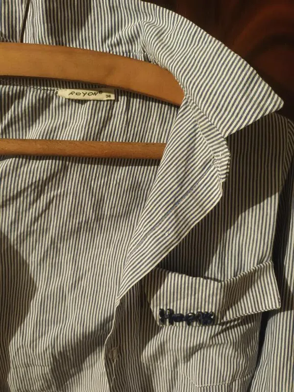 Cămașă Reyon EU 36 | Bleu, Normal, Dungi - Image 3