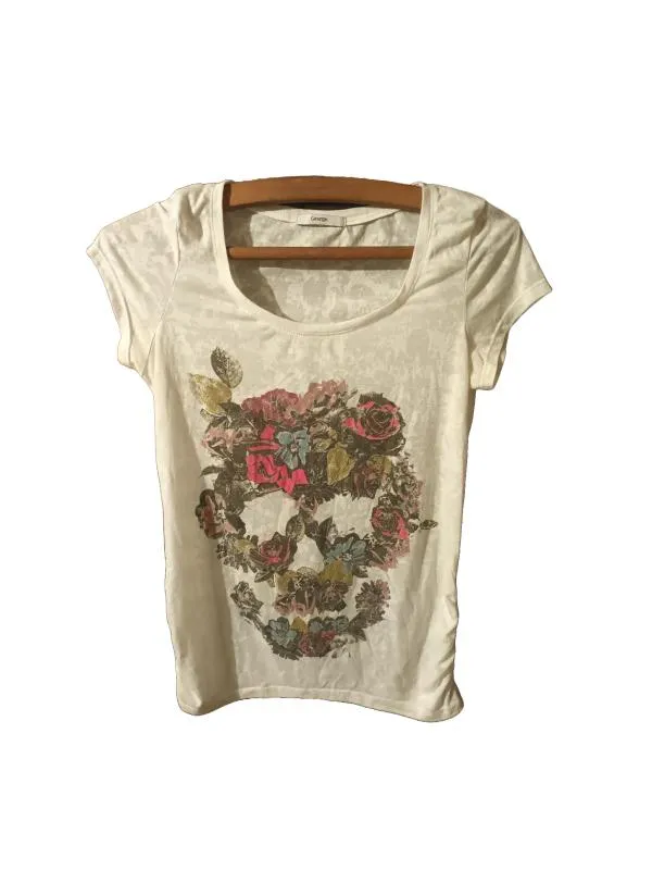 Tricou George M | Alb, Normal, Mânecă scurtă, Bumbac