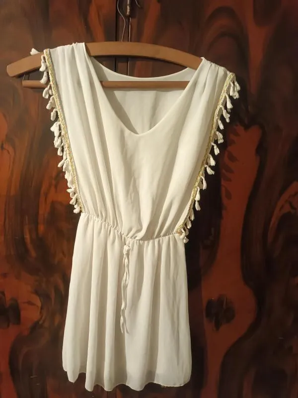 Rochie de plajă Made in Italy S-M | Alb, Mini, Fără mâneci - Image 2