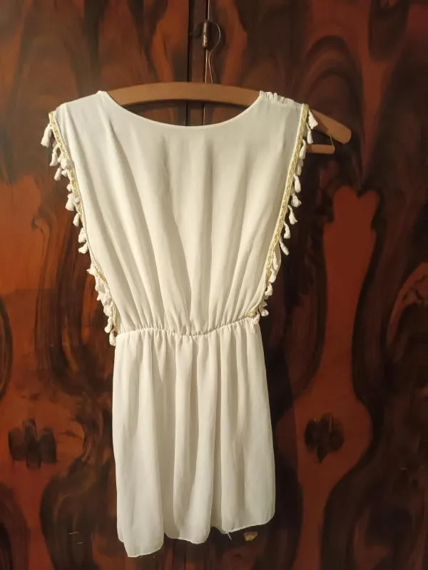 Rochie de plajă Made in Italy S-M | Alb, Mini, Fără mâneci - Image 4