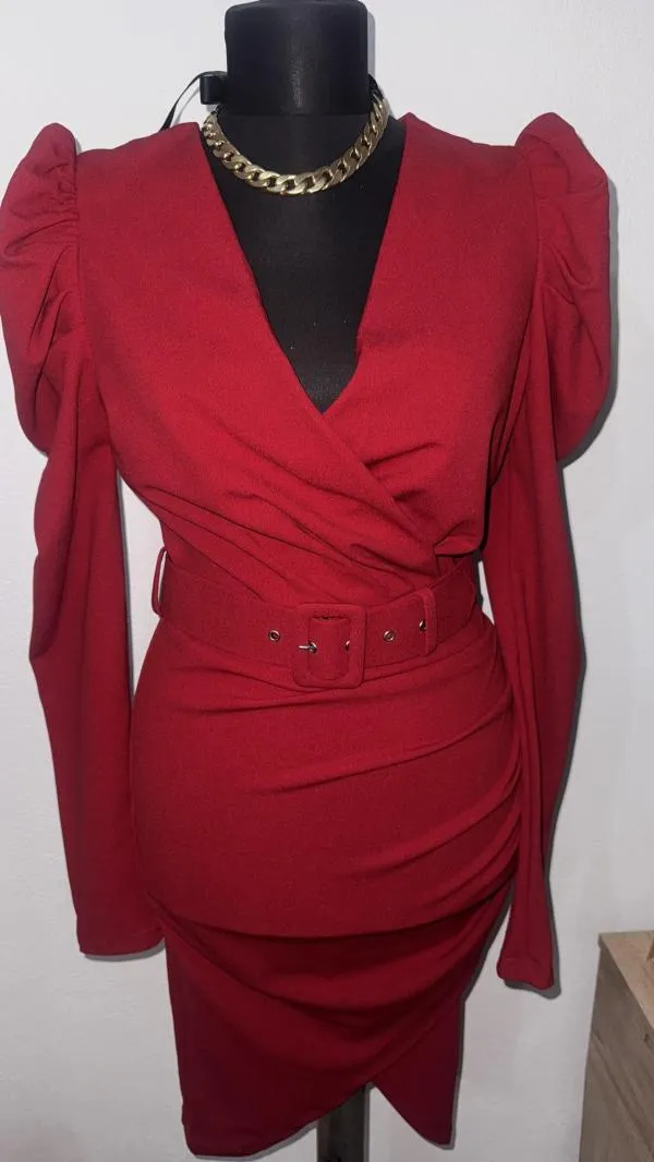 Rochie de seară BonPrix EU 38 | Roșu, Mini, Mânecă lungă - Image 8