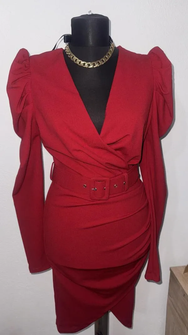 Rochie de seară BonPrix EU 38 | Roșu, Mini, Mânecă lungă - Image 6
