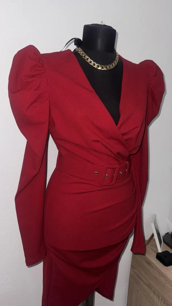 Rochie de seară BonPrix EU 38 | Roșu, Mini, Mânecă lungă - Image 9