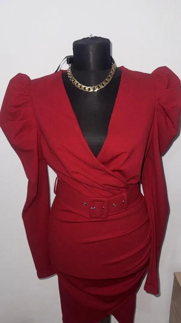 Rochie de seară BonPrix EU 38 | Roșu, Mini, Mânecă lungă - Image 10