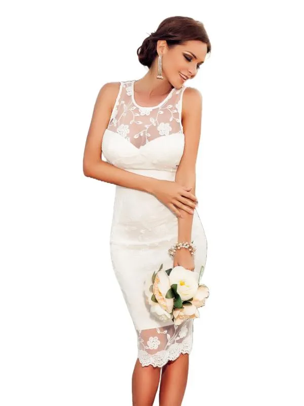 Rochie de ocazie Atmosphere EU 36 | Alb, Mini, Fără mâneci, Dantelă, Poliester