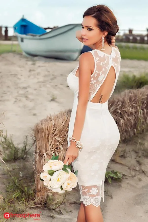 Rochie de ocazie Atmosphere EU 36 | Alb, Mini, Fără mâneci, Dantelă, Poliester - Image 2