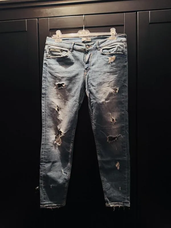 Blugi Zara EU 44 | Albastru, Lungi, Cu decupaje - Image 2