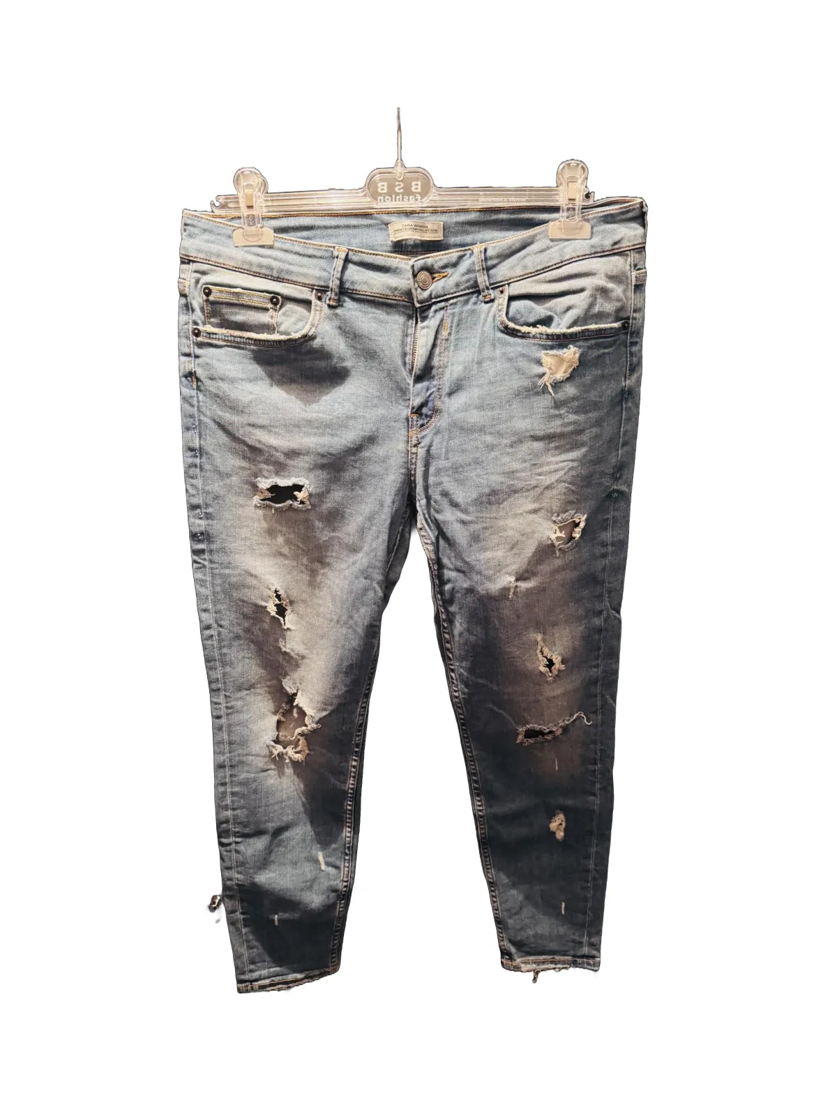 Blugi Zara EU 44 | Albastru, Lungi, Cu decupaje