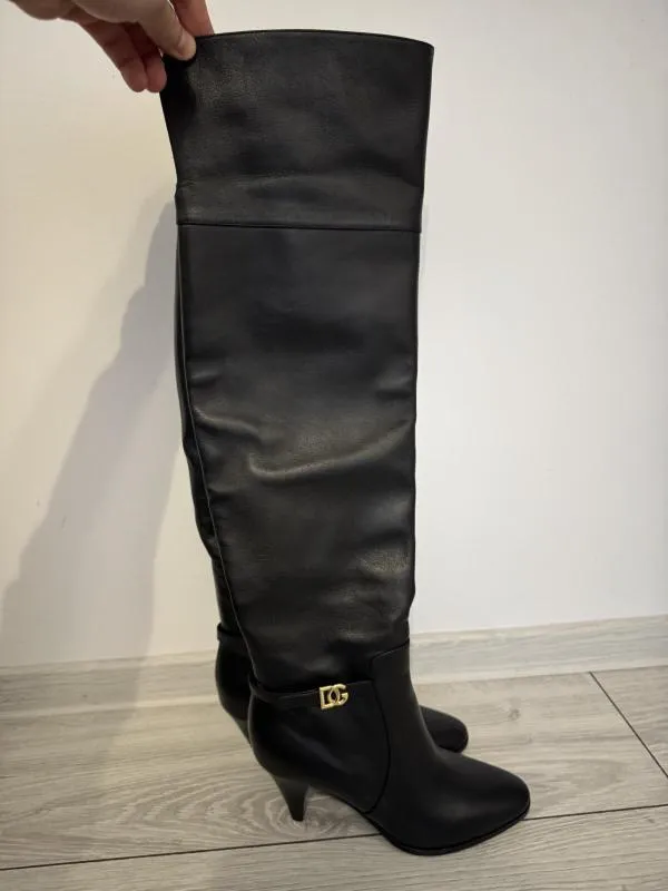 Cizme peste genunchi Dolce & Gabbana EU 36 | Negru, Logo, Piele naturală - Image 5