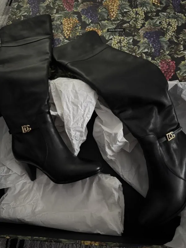 Cizme peste genunchi Dolce & Gabbana EU 36 | Negru, Logo, Piele naturală - Image 7