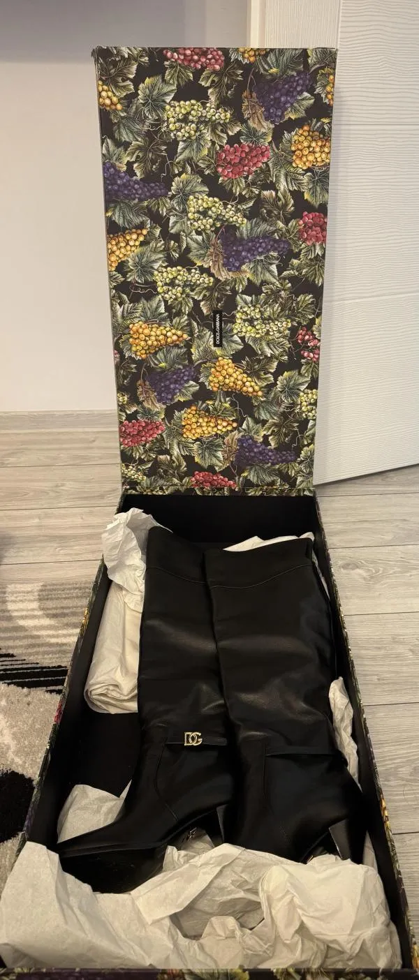 Cizme peste genunchi Dolce & Gabbana EU 36 | Negru, Logo, Piele naturală - Image 8