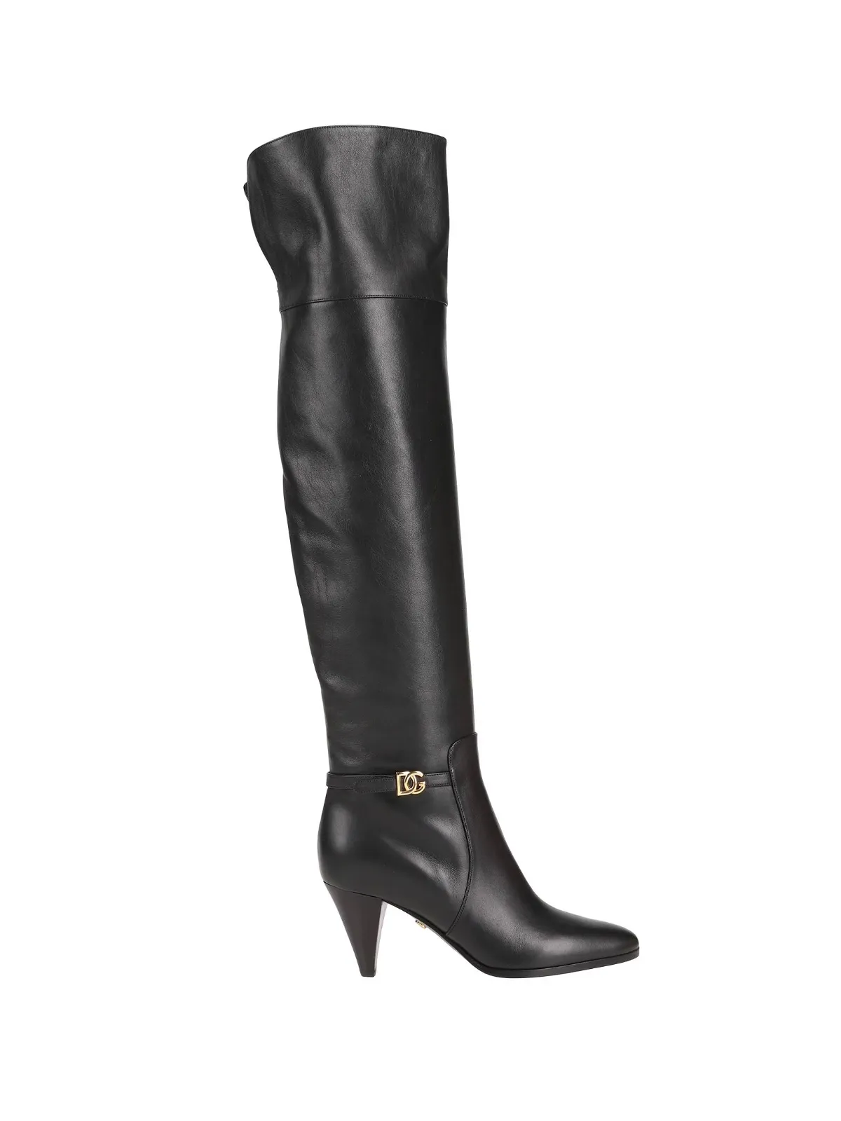 Cizme peste genunchi Dolce & Gabbana EU 36 | Negru, Logo, Piele naturală