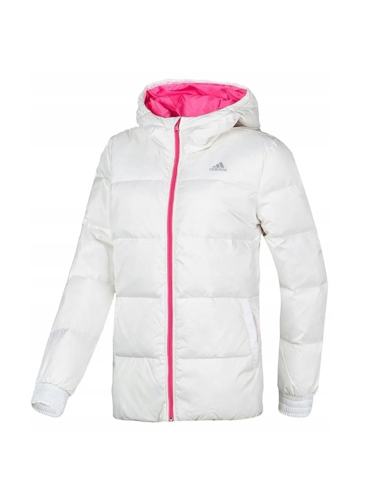 Geacă puffer adidas S | Alb, Cu glugă
