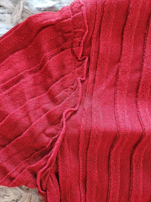 Rochie casual United Colors of Benetton EU 32 | Roșu, Mini, Mânecă scurtă, Petite, Pliuri, Vâscoză - Image 5
