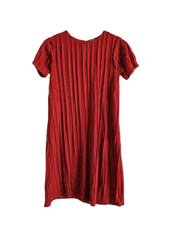 Rochie casual United Colors of Benetton EU 32 | Roșu, Mini, Mânecă scurtă, Petite, Pliuri, Vâscoză