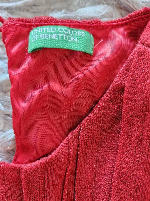 Rochie casual United Colors of Benetton EU 32 | Roșu, Mini, Mânecă scurtă, Petite, Pliuri, Vâscoză - Image 4