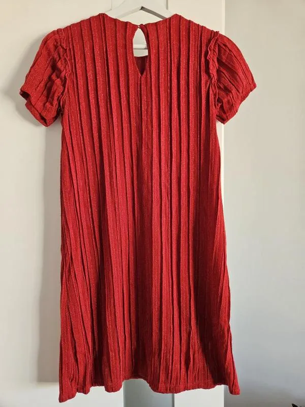 Rochie casual United Colors of Benetton EU 32 | Roșu, Mini, Mânecă scurtă, Petite, Pliuri, Vâscoză - Image 3
