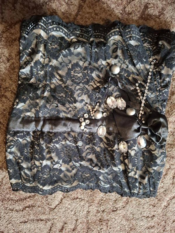 Corset elegant dantelă Cotton Club UK 12 | Negru, Normal, Cu umerii goi, Satinat - Image 2