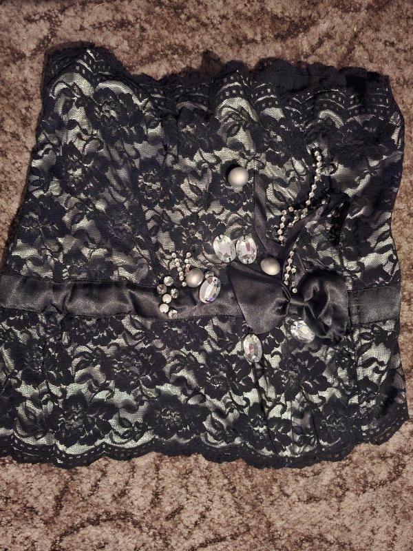 Corset elegant dantelă Cotton Club UK 12 | Negru, Normal, Cu umerii goi, Satinat - Image 4