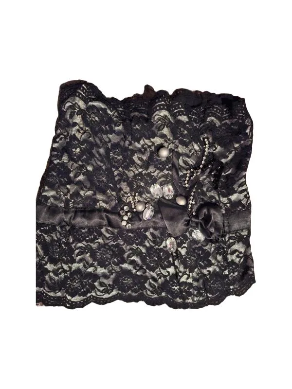 Corset elegant dantelă Cotton Club UK 12 | Negru, Normal, Cu umerii goi, Satinat